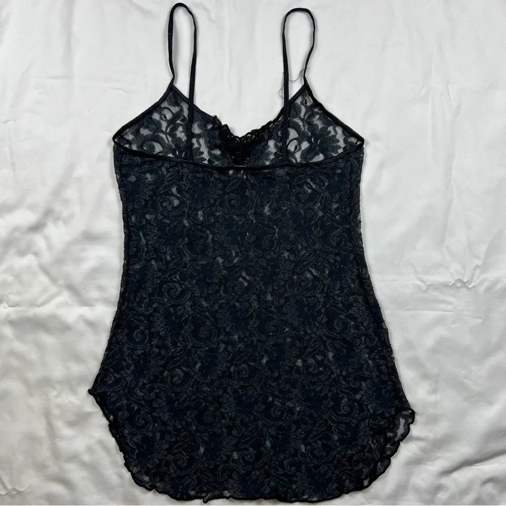 Vintage Black Lace Mini Slip Dress